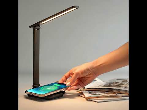 Lampada da scrivania LED dimmerabile Lampada da scrivania 9W con caricatore Qi a induzione
