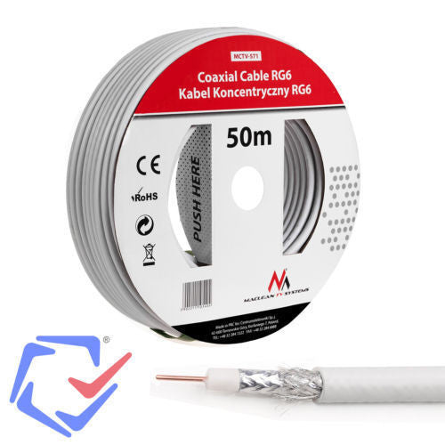 Cable coaxial satelital 1.0CCS RG6 50M Maclean MCTV-571