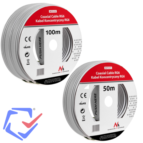 Cable coaxial 1.0 con núcleo  de 1 mm  de grosor CCS RG6 100m Maclean MCTV-572