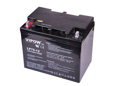 Batería de gel Vipow Batería de gel de plomo Batería AGM 12V 75Ah Sin mantenimiento