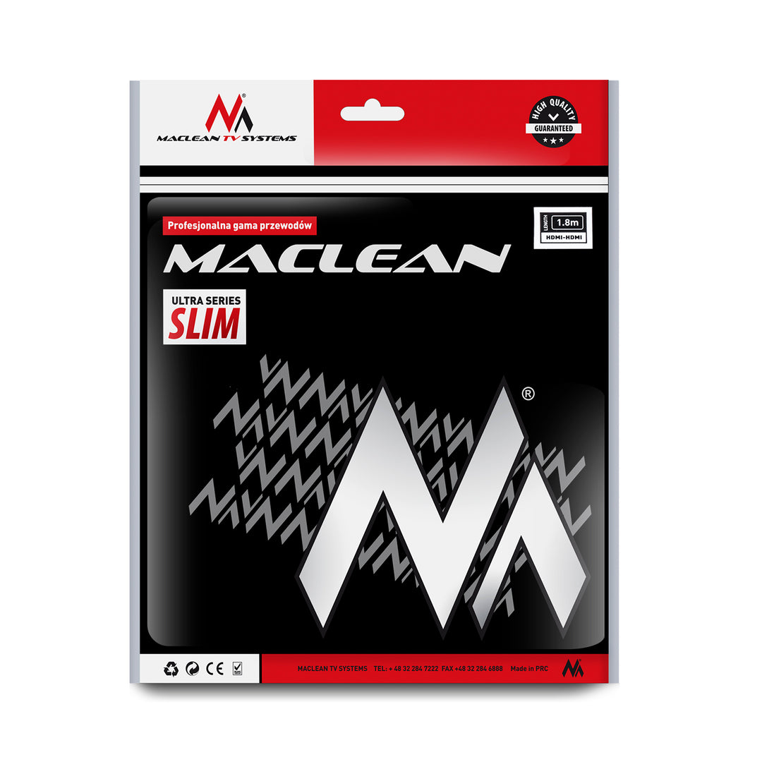 Maclean MCTV-524 Cable HDMI Type A Round High Speed Transmission LCD  LED Screen 1.8m 1.4v