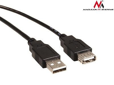 Maclean MCTV-744 Universal Cable USB 2.0 / 1.0 / 1.1 Male - Female Extension AA 3m Black