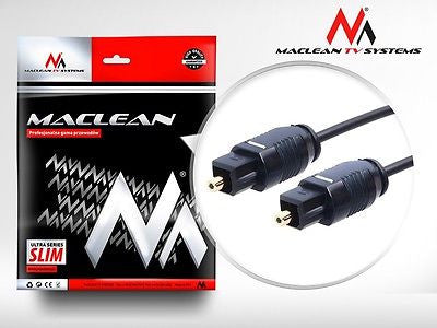 MACLEAN MCTV-750 TOSLINK T-T Cable ultra delgado de 0,5 m chapado en oro