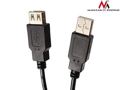 Maclean MCTV-744 Universal Cable USB 2.0 / 1.0 / 1.1 Male - Female Extension AA 3m Black