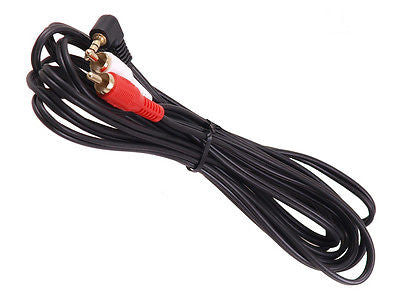 Maclean MCTV-824 Mini Jack Audio Cable 3.5mm Male 2xRCA Stereo Male Black 1m Gold Plugs Angled 90° to 2 RCA Cable