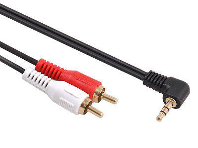 Maclean MCTV-824 Mini Jack Audio Cable 3.5mm Male 2xRCA Stereo Male Black 1m Gold Plugs Angled 90° to 2 RCA Cable