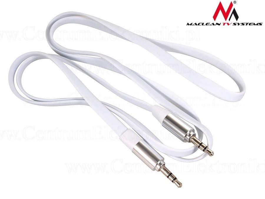 Maclean MCTV-693 1m AUX Metal Jack Cable 3.5mm Straight Flat Tangle Free Audio Stereo Cable