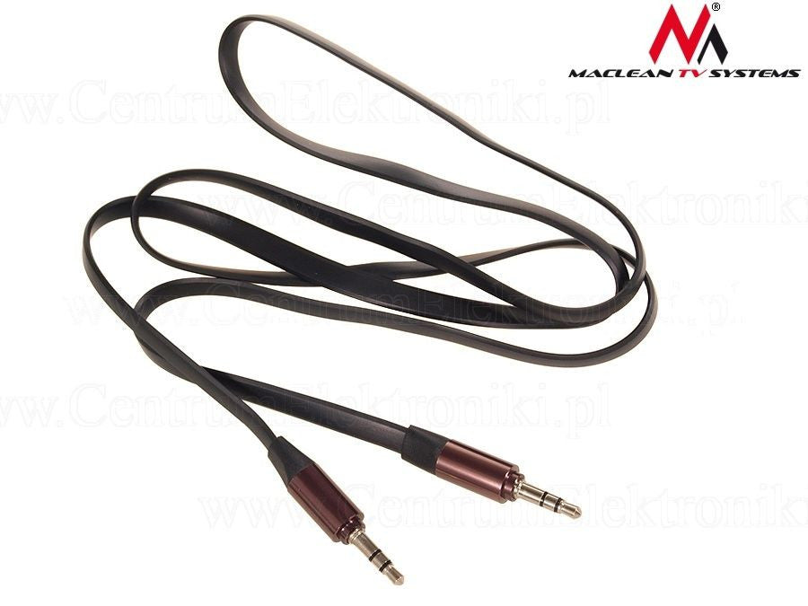 Maclean MCTV-693 1m AUX Metal Jack Cable 3.5mm Straight Flat Tangle Free Audio Stereo Cable