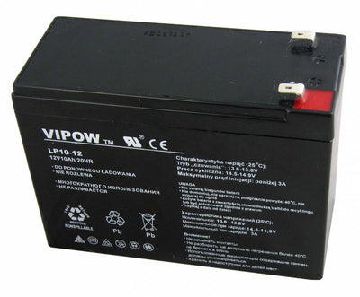 VIPOW AGM 12V, 10Ah Onderhoudsvrije Batterij