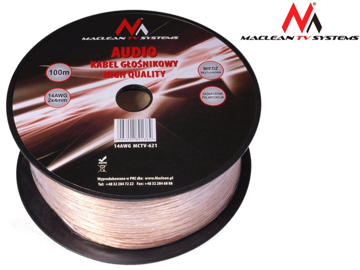 Maclean MCTV-621 Wire Cable Quality OFC Silicone Flexibe Audio Hifi 5m 14AWG OFC Speaker Wire
