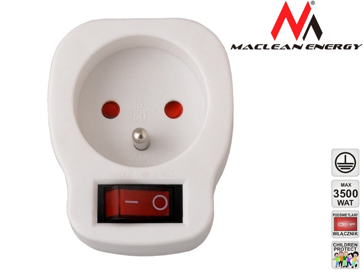 Maclean MCE13 Current socket with two-position switch White