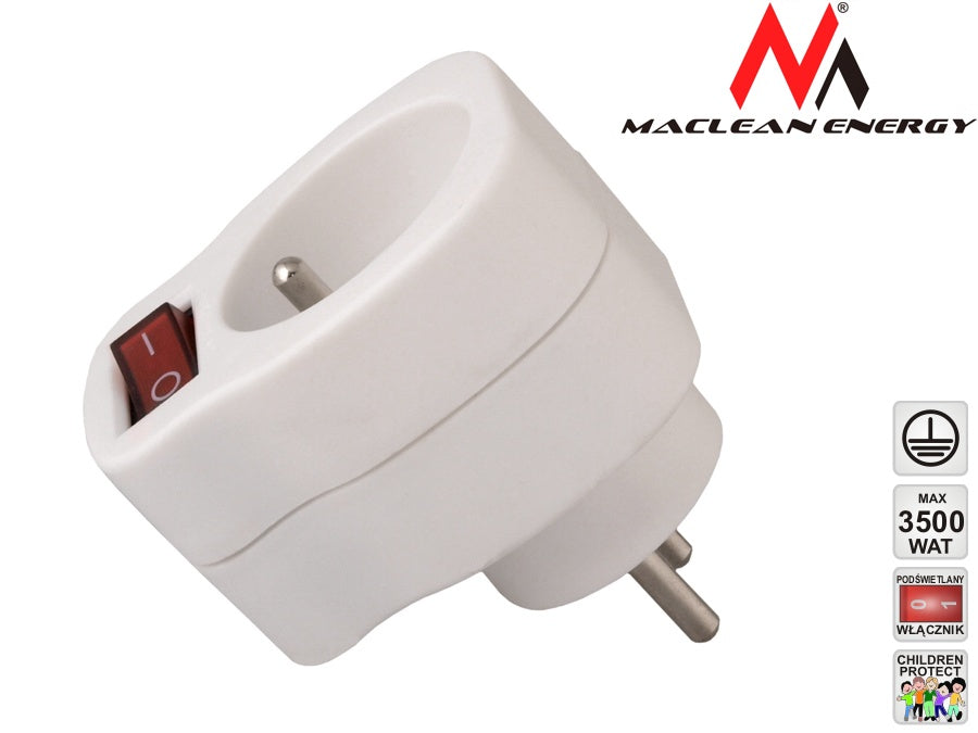 Maclean MCE13 Current socket with two-position switch White