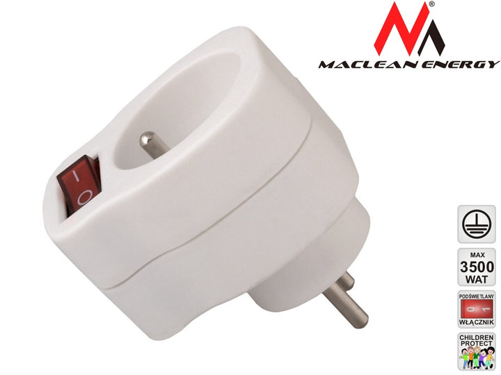 Maclean MCE13 Current socket with two-position switch White