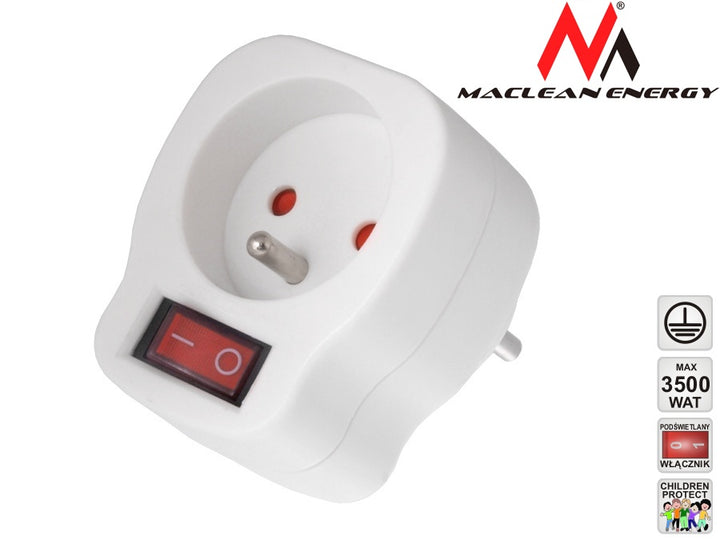 Maclean MCE13 Current socket with two-position switch White