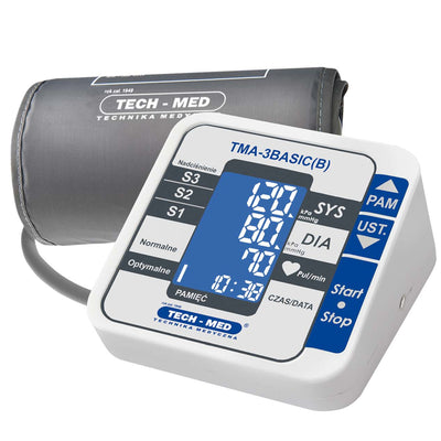 TECH-MED Digitales Arm-Blutdruckmessgerät, automatisches medizinisches Gerät, verstellbare Herzrhythmus-Erkennungsmanschette, genaue +/- 3 mmHg-Speicherung, WHO-Klassifizierung