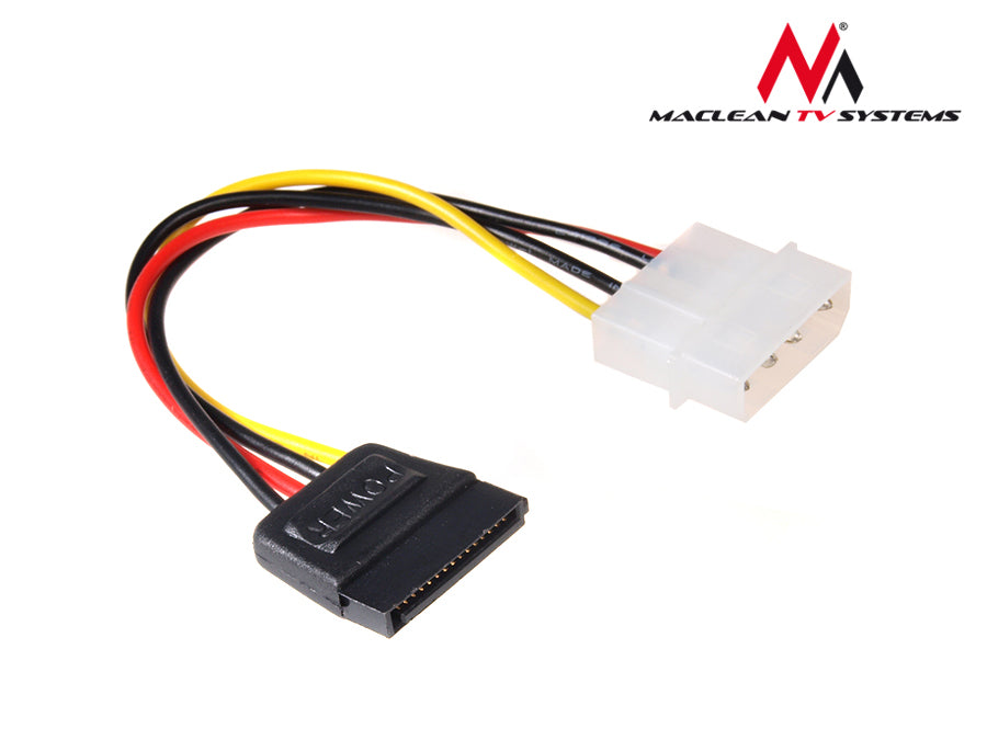 Molex SATA MCTV-633 Power Adapter Cable Female 4-pin MOLEX-SATA 15-pin Male Hard/Optical Drive Connector