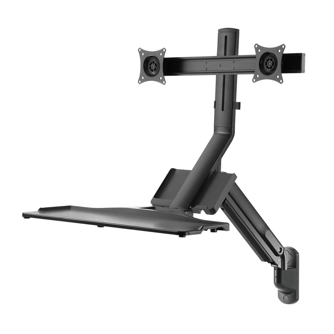 Maclean MC-633 Monitor Bracket Wall Mount Keyboard Shelf Sit Stand Workstation VESA 17" - 32"