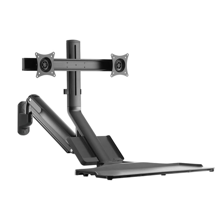 Maclean MC-633 Soporte para monitor Montaje en pared Estante para teclado Estación de trabajo con soporte para sentarse VESA 17" - 32"