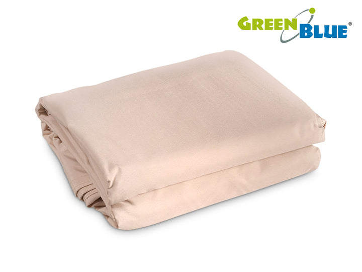 UV polyester garden shade sail 5m square GreenBlue GB505 cream.