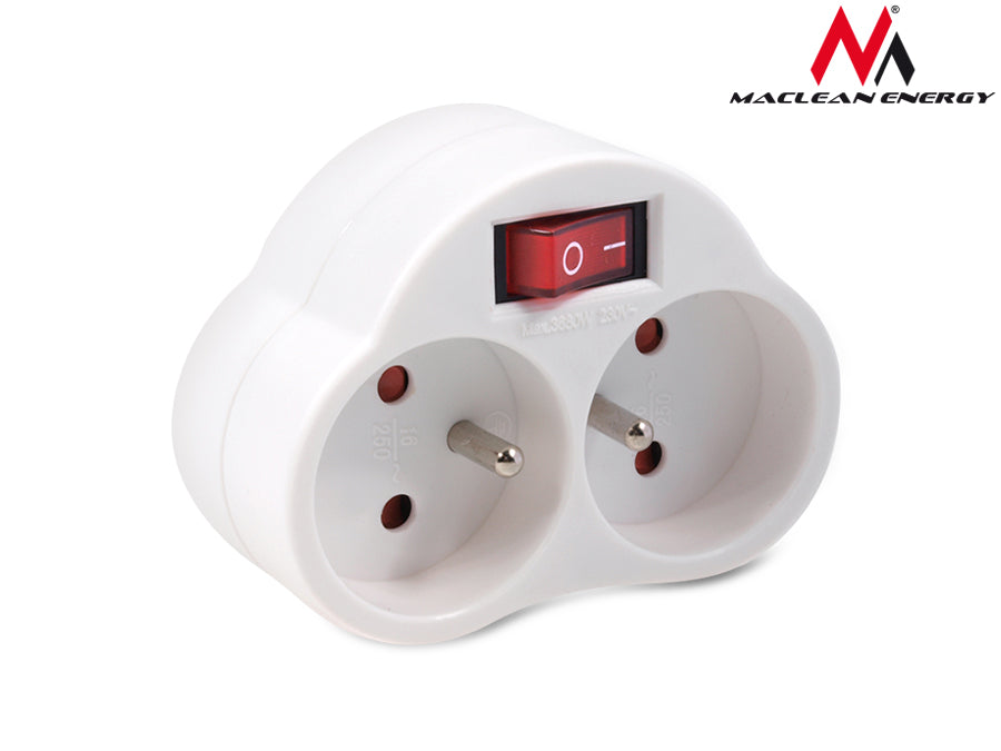 Maclean current outlet, with switch, x2, max. 3680W,  type E MCE31