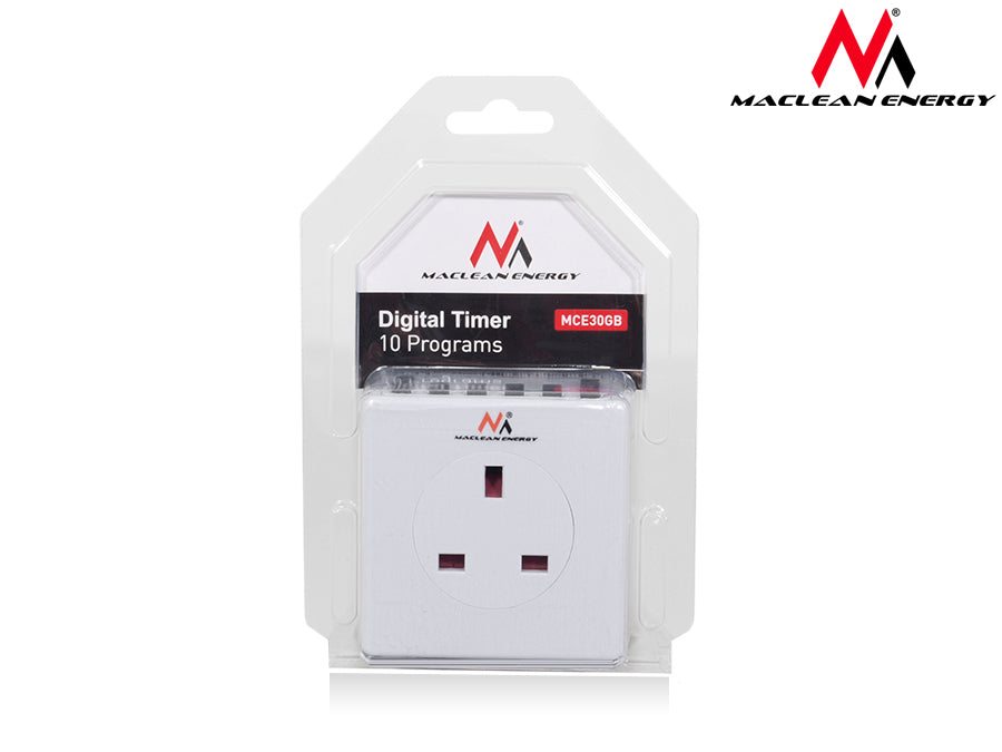 Maclean MCE30GB Programmable Digital LCD Timer Relay Timeswitch Socket 24 Hours 7 Days 3600W