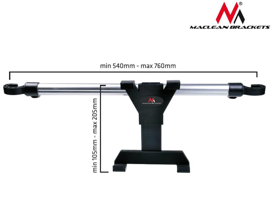 Maclean Brackets MC-657 Universele hoofdsteun autotablethouder, 7" - 10,1", verstelbaar 360° rotatie