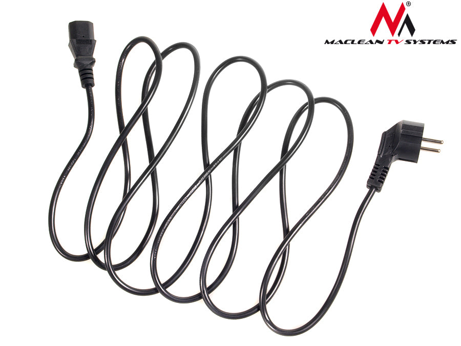 Maclean MCTV-692 Netzkabel 3pin EU-Stecker Länge 3m schwarz