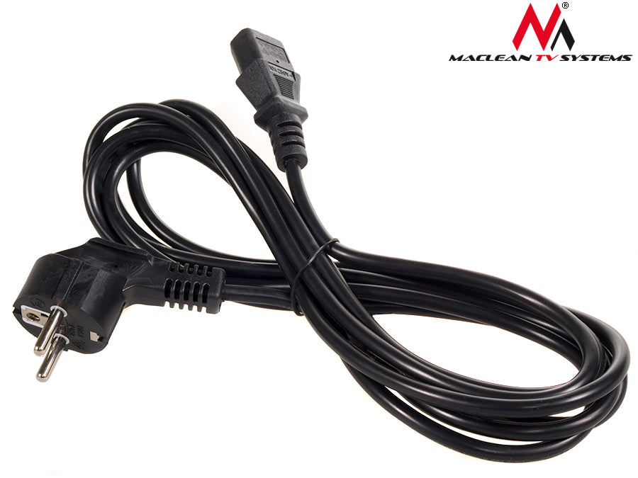 Maclean MCTV-692 Netzkabel 3pin EU-Stecker Länge 3m schwarz