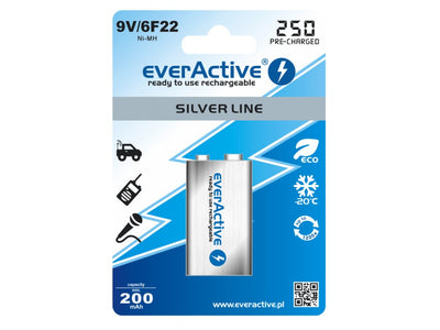 Batterij everActive Ni-MH 9V 6F22 250mAh Silver Line