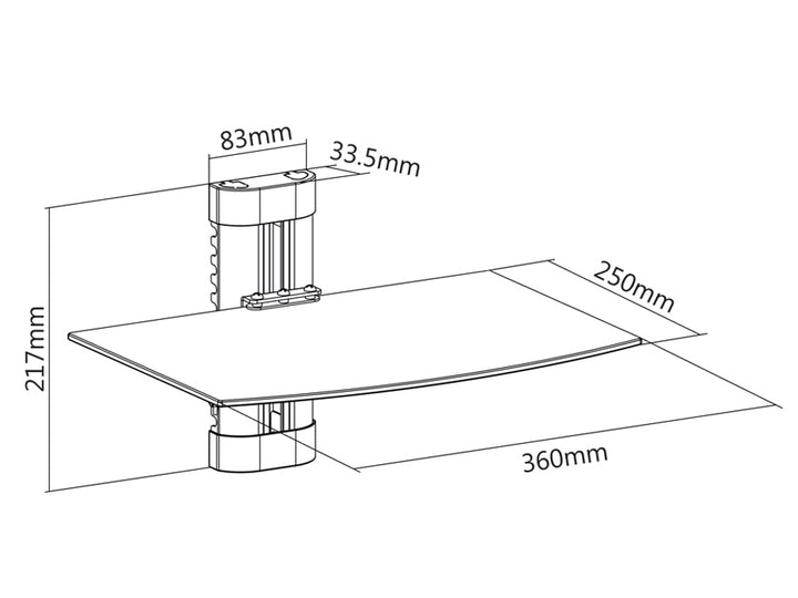 MacLean MC-663 Wall Mount voor dvd-spelers en satellietontvangers plank tot 8 kg