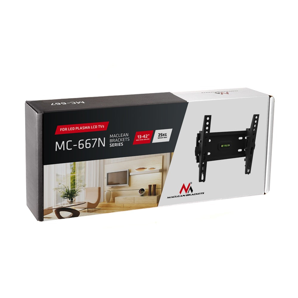 Maclean MC -667 TV Soporte de pared Montada Montaje Montaje plano Vesa LCD Plasma 25 kg 23 " - 42"