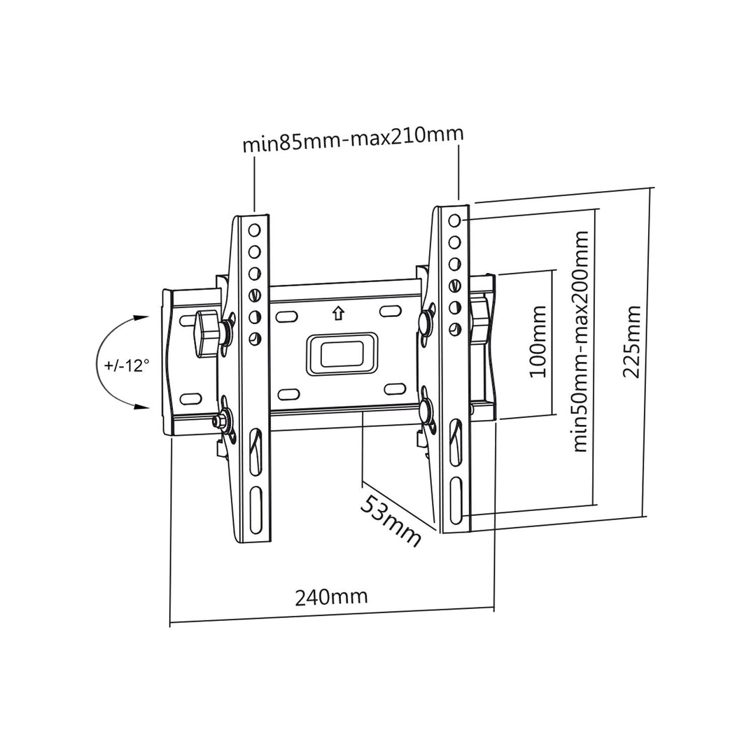 MacLean MC -667 TV -beugel Wall gemonteerd kantel plat Mount Vesa LED LCD Plasma 25kg 23 " - 42"