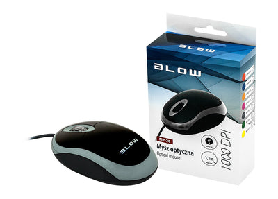 BLOWMP-20 Ratón Óptico USB, Cableado, 1000DPI, 2 Botones, Desplazamiento Iluminado