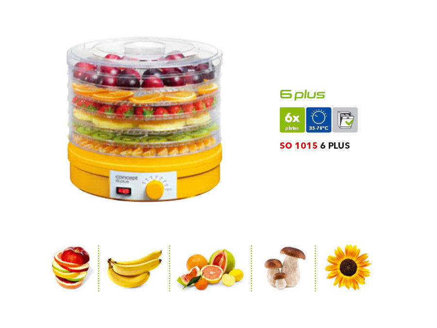 Konzept SO1015 elektrischer Lebensmittel-Dehydrator 6 Tablett 245 W für Obst, Gemüse, Pilze, Blumen, Kräuter, Fleisch, Fische