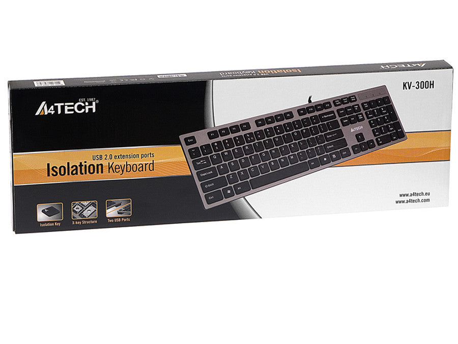 Tastiera KV-300H Slim USB Hub USB A4-Tech ultra flat