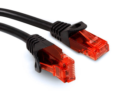UTP LAN CAT6 Netzwerkkabel, beendet mit RJ45 Stecker, schwarz bis 3m