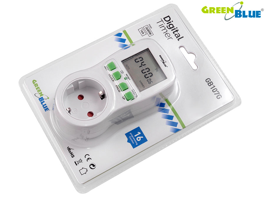 Digitale timer -schakelaar GB107G GreenBlue groot LCD -scherm