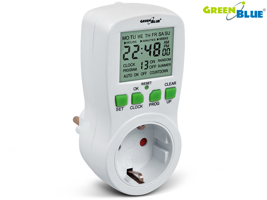 Digitale timer -schakelaar GB107G GreenBlue groot LCD -scherm