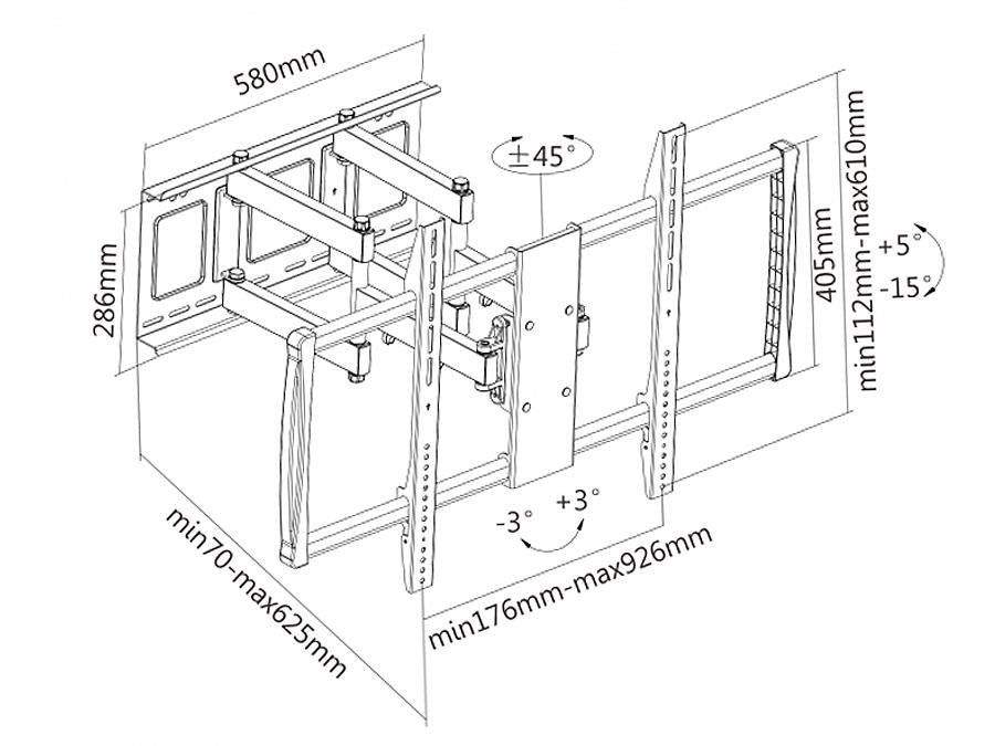 Support TV 60 -100 " max 80 kg noir Maclean MC-679