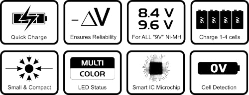 everActive NC-109 charger with microprocessor controlled - d V, overheat protection, overload circuit protection