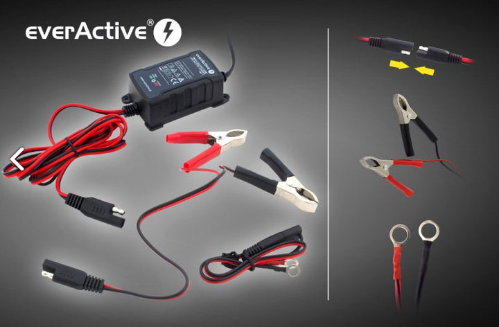 EverActive CBC-1 Intelligent Car Battery Charger 6V / 12V Gel AGM Lead-Acid Automatic for Rechargeable Batteries