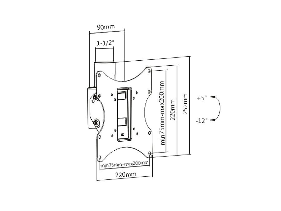 Maclean MC-704 TV Ceiling Mount Bracket - 23-42 Inch TVs 360 ° Ceiling Mount