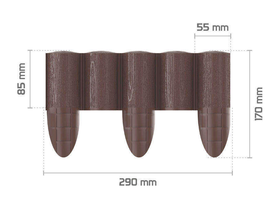 Palissade de jardin 10 pieces - 85 mm x 24 mm Cellfast Eco marron, longueur totale 2,4m