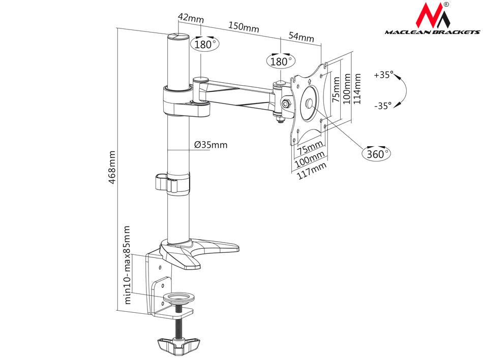 MC-717 Maclean Brackets Table Holder For Monitor 360 ° 13-27 inch