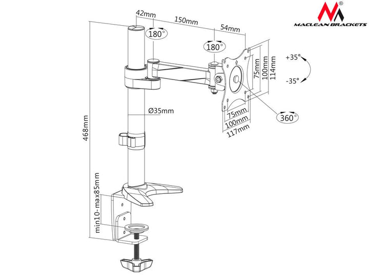 MC-717 Maclean Brackets Table Holder For Monitor 360 ° 13-27 inch