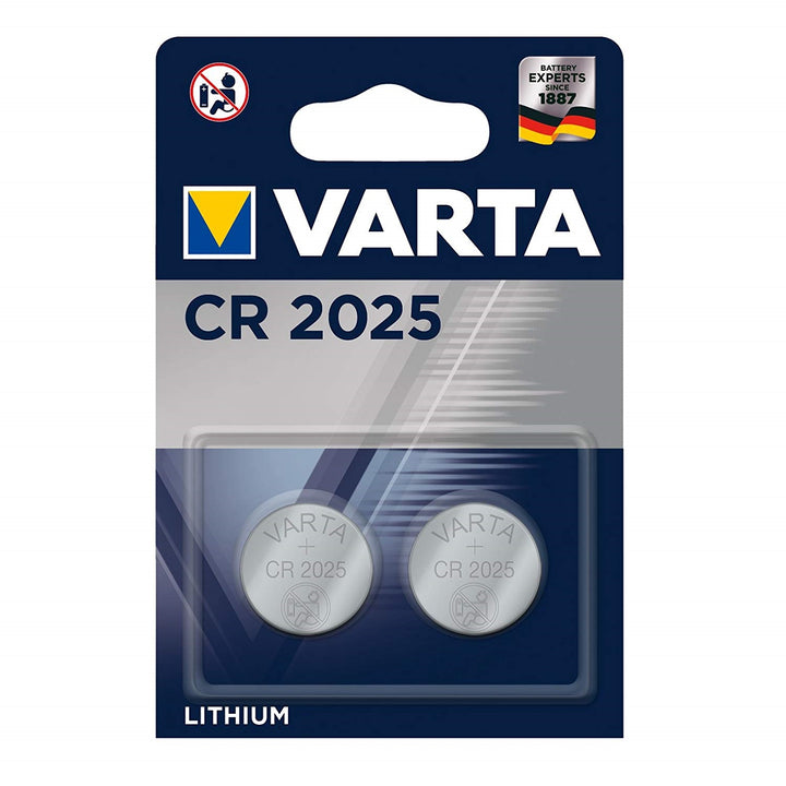 2x Varta CR 2025 lithium batteries, high quality, 3V