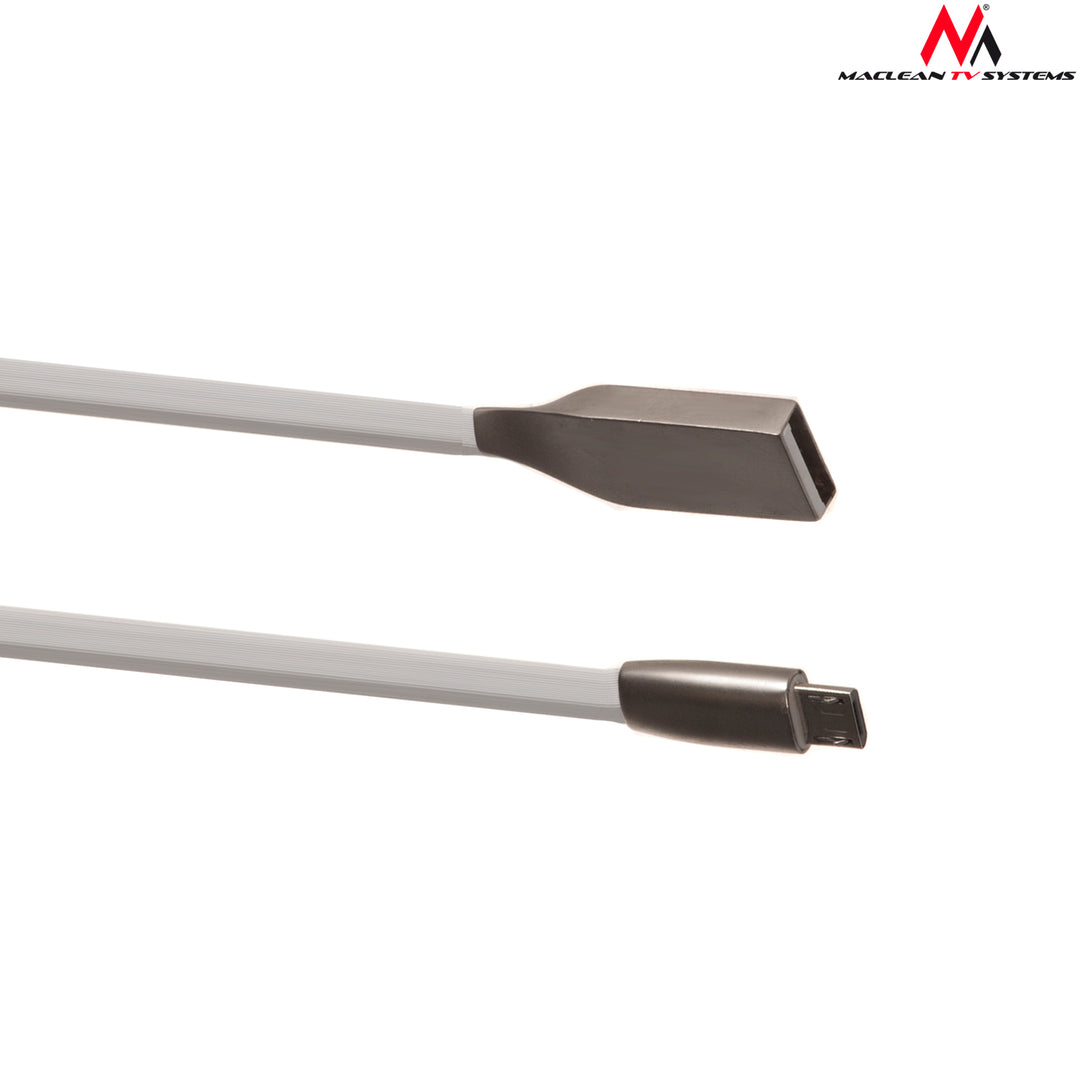 Maclean MCTV-833W USB 2.0 Type A microUSB Type B Flat Cable Charging High Transfer Data Speed 1m