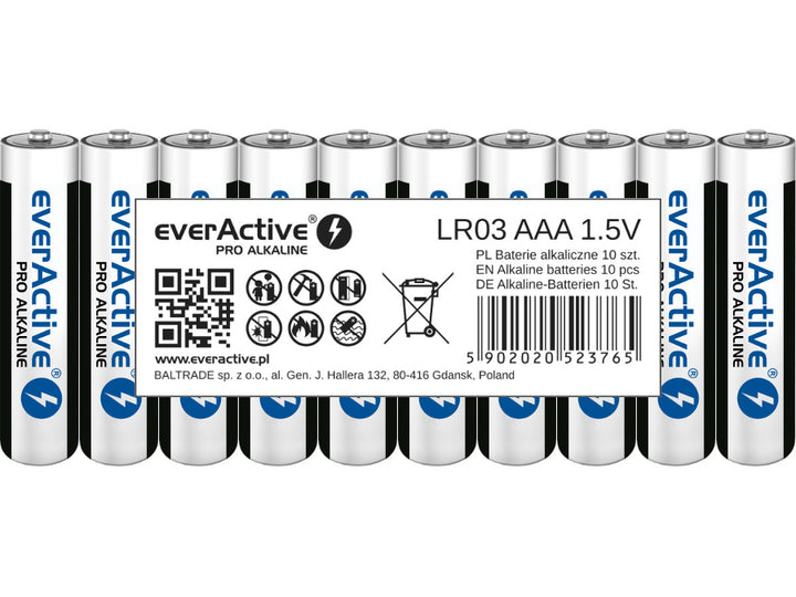 Alkalic batteries everActive LR03 AAA Set of 10 batteries