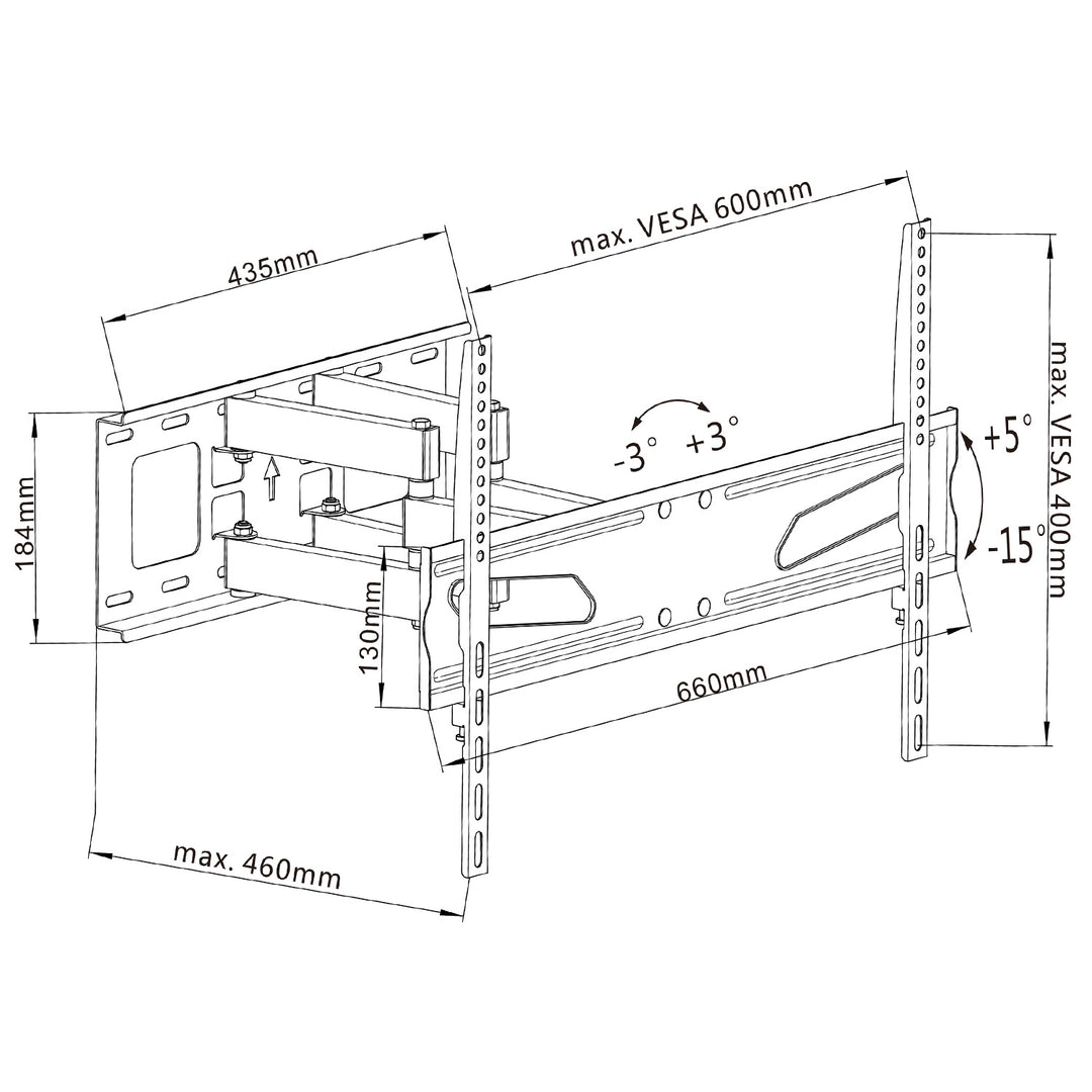 Support mural incinable pour TV ou écran 37-80" 40 kg Maclean MC-723 B