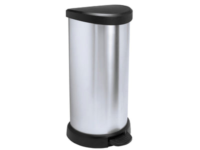 Curver 181125 Waste Bin Foot Pedal Silver Trash Can Garbage Container Rustproof 40L